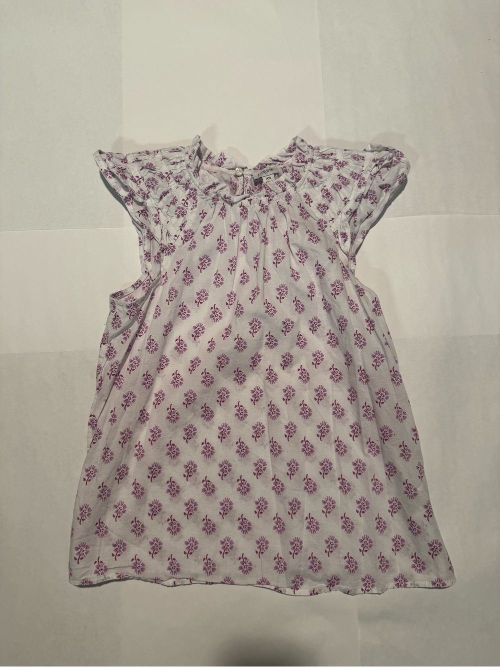 J. Crew White Top with Purple Floral Print